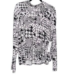 Tribal Black and White Long Sleeve Mock Neck Top